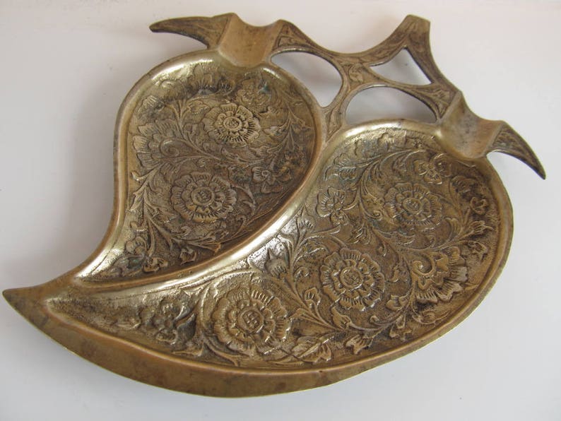 Vintage Brass Leaf Ashtray