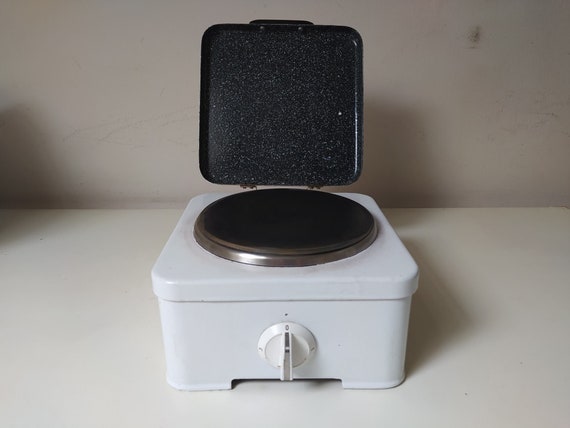 Mid Century Hot Plate With Cover/ Mini Electric Stove / Coffee 