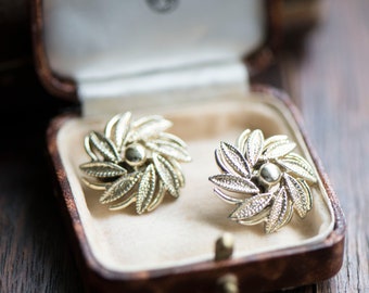 Vintage costume golden clip on earrings, classic jewellery, jewelry girlfriend wife daughter anniversary birthday gift idea, dress up party