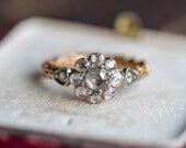 Vintage antique rose cut diamond engagement ring, estate proposal wedding jewellery, promise jewelry anniversary