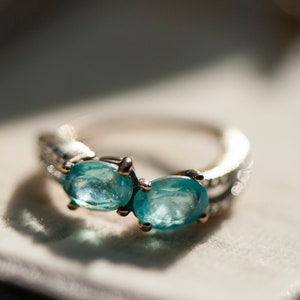 Vintage blue zircon gemstone diamond statement ring, cocktail dress jewellery, everyday blue gemstone jewelry, best wife girlfriend gift image 3