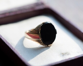 Mens black onyx ring | Etsy