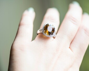 アクセサリー source objects Brown Diamond Ring 22K Amazon.com: Smoky Quartz Ring - Genuine Gemstone - Gold Ring