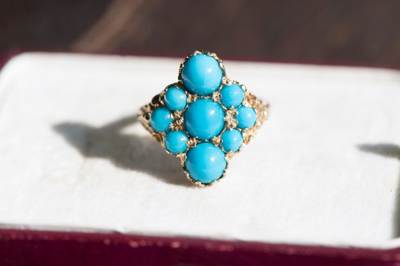 70s Vintage Turquoise Gold Ring Blue Stone Antique Jewelry Geometrical Jewellery Statement Cocktail Dress Girlfriend Anniversary Wife Gift Etsy
