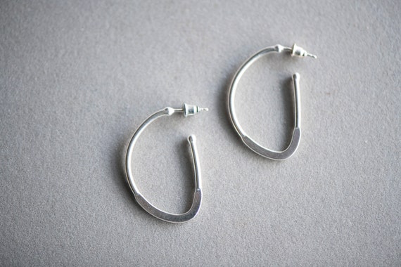 Silver hoop earrings, sterling vintage jewellery,… - image 1