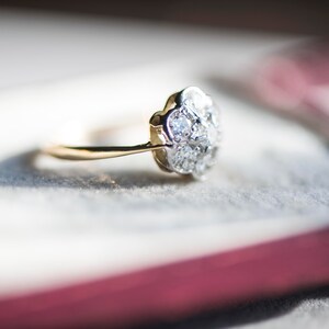 Edwardian Diamond Daisy Engagement Ring Vintage Proposal - Etsy