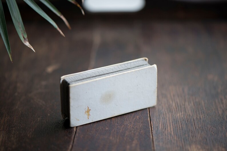 Antique grey paper jewellery box, faux leather pattern, cardboard rings box, English jewelry gift box, vintage engagement proposal case image 7