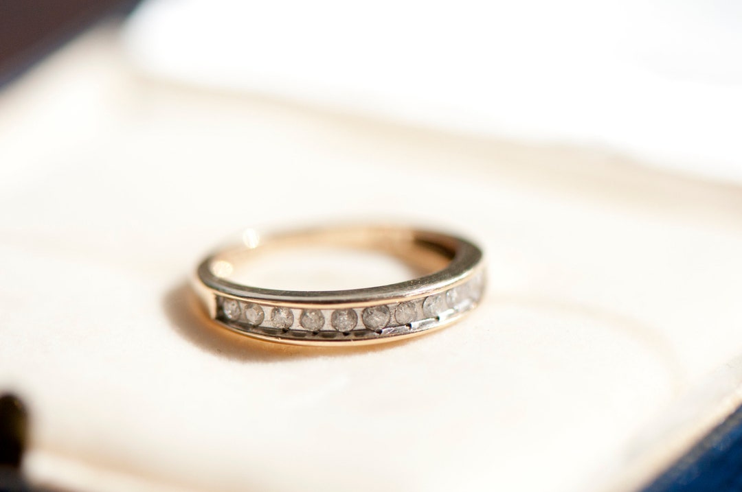 Diamond Gold Wedding Band Half Eternity Ring Vintage - Etsy