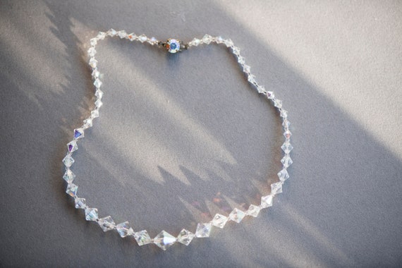 Vintage Crystal Bead Necklace, Rainbow Iridescent Costume  display picture 3