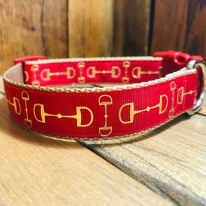 Adjustable one inch wide dog collar/snaffle/bit/equestrian