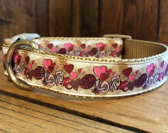 VALENTINES DAY holiday collar/1” wide/adjustable