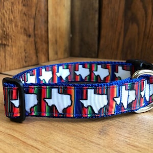 Great State of Texas dog collar, colorful,Texas state,stripes