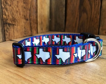 Great State of Texas dog collar, colorful,Texas state,stripes