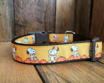 Snoopy Fall Dog Collar/pumpkin/1" wide
