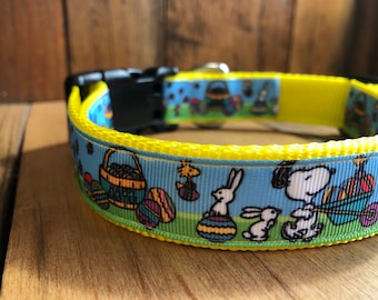 SNOOPY EASTER adjustable dog collar/1” wide/Holiday