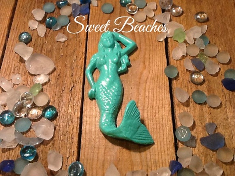 Cast Iron Mermaid Hook Beach Ocean Seaside Cabana Decor Coat Towel Hook image 2