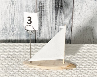 Table  Number Card Holders Linen Driftrwood Sailboats  Wedding  Beach Nautical.