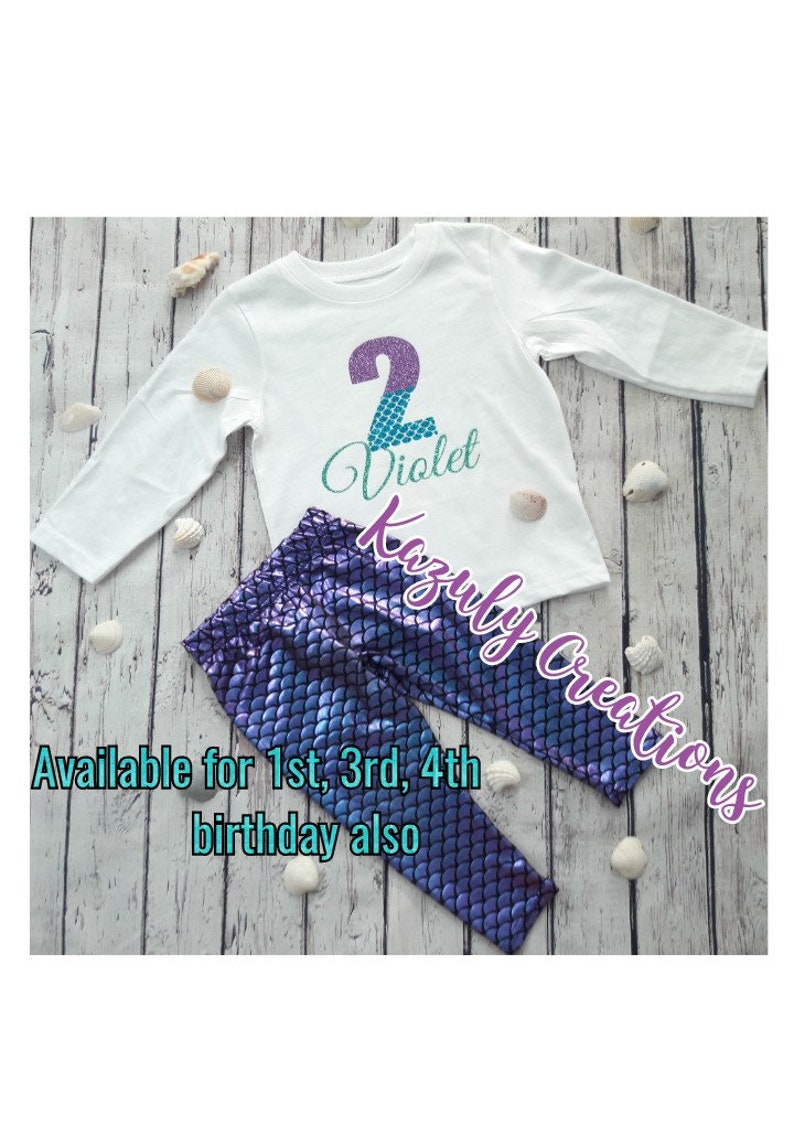 Birthday mermaid 3 piece outfit girl birthday mermaid outfit birthday mermaid pants and shirt mermaid family t-shirts