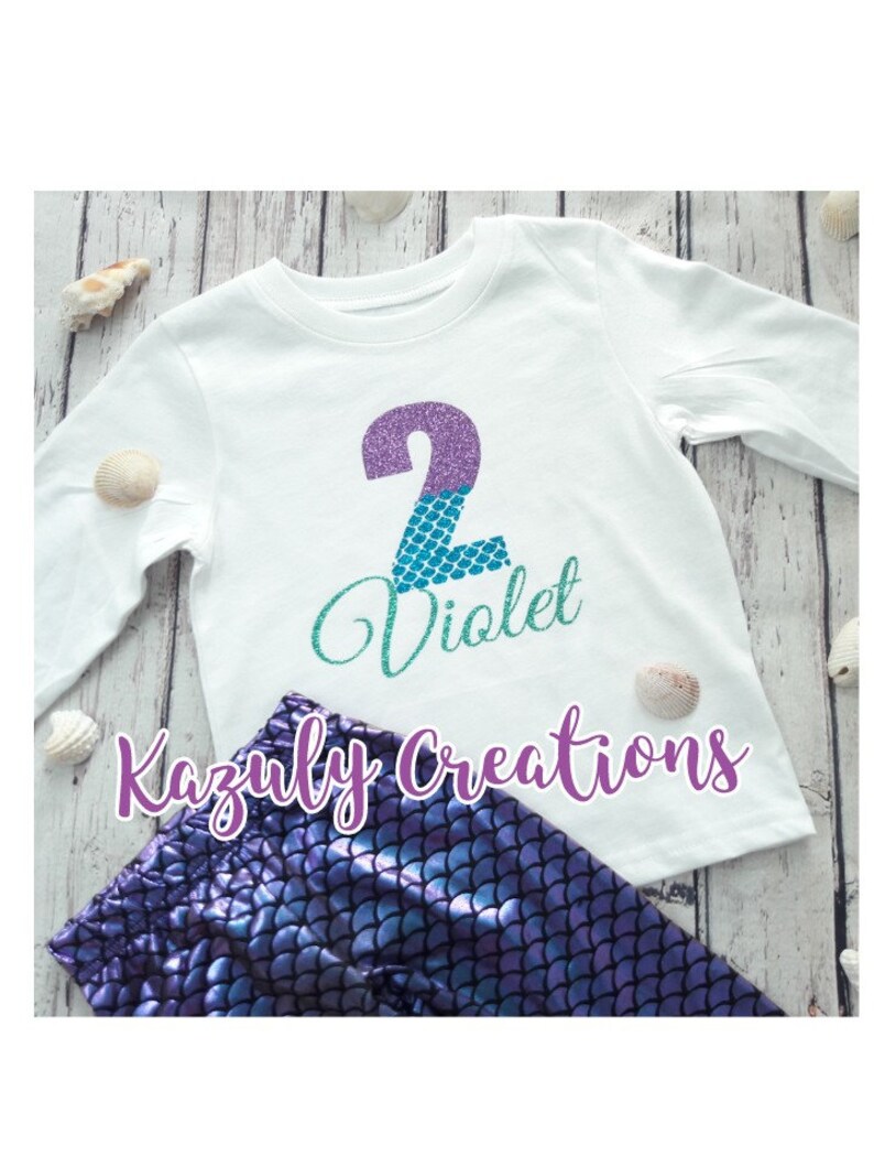 Birthday mermaid 3 piece outfit girl birthday mermaid outfit birthday mermaid pants and shirt mermaid family t-shirts