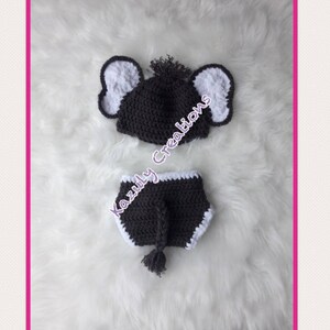 Crochet Elephant Newborn Outfit: Baby Photo Prop Set
