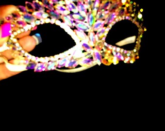 Maschera Viso Glamour Con Strass E Cristalli, Lavabile E Riutilizzabile Con Tasca Filtro - Foto 2
