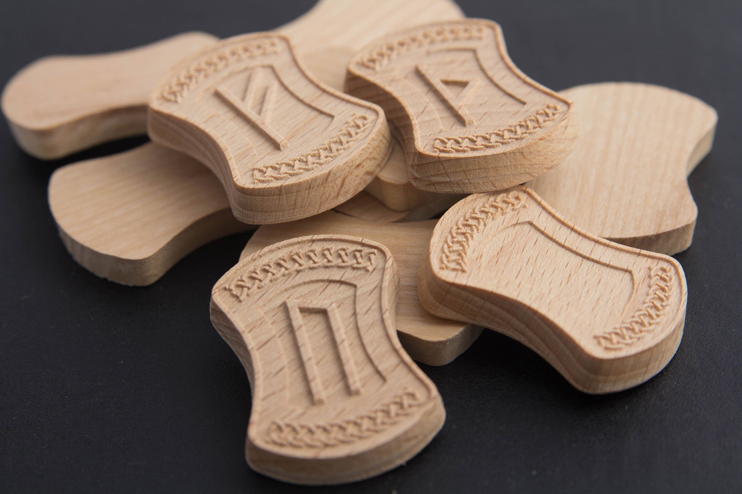 Wooden runes with a pattern Set runes for divination Runes of Etsy
