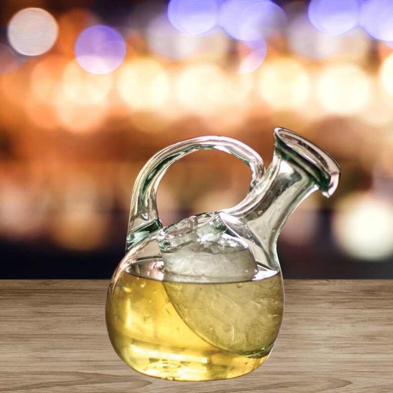 Tilted White Wine Decanter With Ice Pocket Etsy