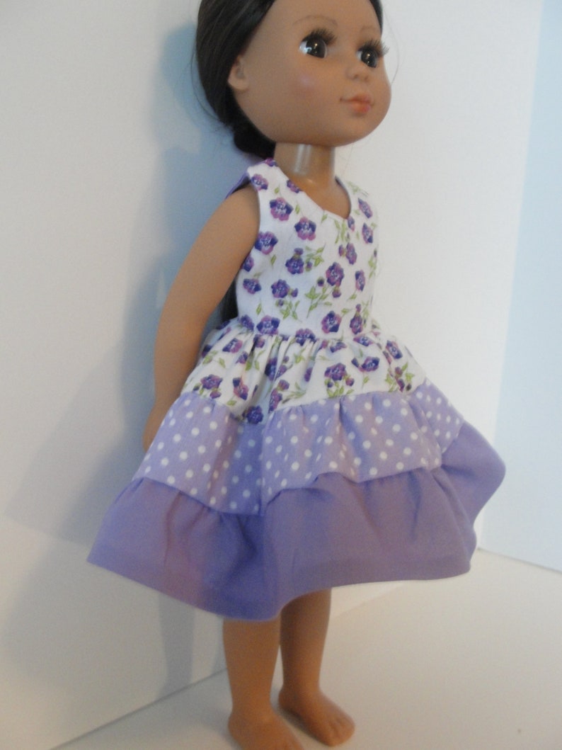 Purple Flower Nightgown fits 14.5/" American Girl Wellie Wishers Doll Clothes