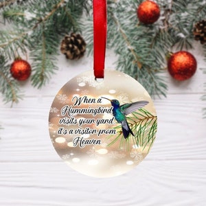 Visitor from Heaven Ornament,Christmas Ornament,Christmas decor,Christmas tree,hummingbird ornament,loved one in heaven,memorial ornament
