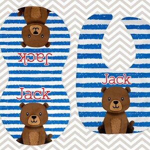 Woodland bear bib and burp cloth set,baby shower gift,boy bib,boy burp cloth,baby set,bear gift set,outdoor baby set,wood set