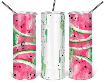 Watercolor Watermelon Stainless Steel Tumbler, Summer Drinkware