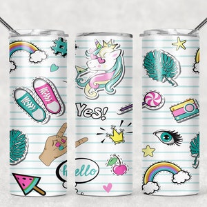 Unicorn tumbler,rainbow tumbler,emoticon tumbler,sublimated tumbler,skinny tumbler,custom tumbler,unicorn lover,gift for unicorn lover,gift