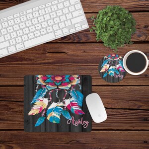 Mouse Pad and Coaster Set,dream catcher desk set,desk set,desk decor,mouse pad,car,dream catcher,dream,mousepad,coaster,custom desk set