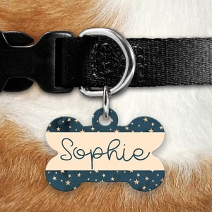 Gold Stars Pet ID,Blue Sky Pet ID tag,Puppy Tag,Name Tag,Cute Dog Tag,Personalized Dog Tag,Dog ID tag,Personalized Bone dog tag,Custom Tag
