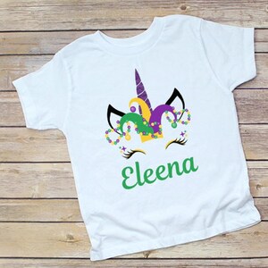 Chemise de licorne de Mardi Gras, chemise mardi gras, chemise de licorne, chemise grasse de mardi, chemise d’enfant, mardi gras personnalisé, mardi gras, licorne, Nouvelle-Orléans
