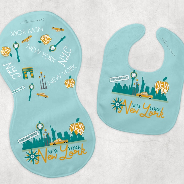 New York bib and burp cloth set,New York baby shower,girl bib,boy bib,NY baby set,baby shower,NYC NY,newborn baby gift,Nyc baby,ny baby