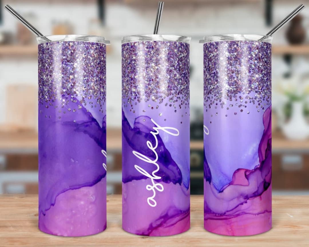 Glittery Tumbler,purple Tumbler,alcohol Ink Tumbler,personalized