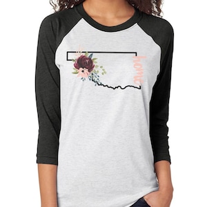 Oklahoma Raglan, OK, OK Shirt, Oklahoma Shirt, floral, Oklahoma, Staat Shirt, Zustand Raglan, Baseball t, Staat, Boho, Haus, Oklahoma zu Hause