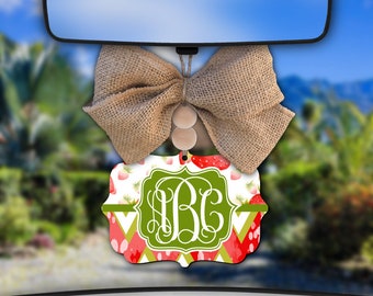 Strawberry Car Charm,Chevron Car Charm,Monogram Car Charm,Green Car Charm,Car Charm for Rear View Mirror,Car Mirror Charm,Car Decor,Gift