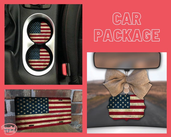 Auto Untersetzer 2er Set,American Flag Auto Untersetzer,Amerikanische  Flagge,Auto Dekor,USA Auto Untersetzer,Auto,Cup Halter,4. Juli Untersetzer,patriotisches  Auto,USA - .de