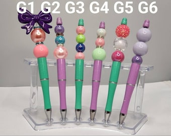 Bubblegum bead pens teal and purple theme