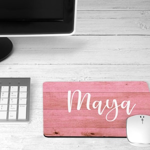 Mouse Pad and Coaster Set,Monogram desk set,pink,pink shiplap,desk decor,white,mouse pad,car,desk set,floral,monogram,custom,mousepad
