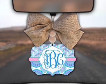 Turtle Car Charm,Blue Car Charm,Monogram Car Charm,Pink Car Charm,Car Charm for Rear View Mirror,Car Mirror Charm,Car Decor,Turtle Car Decor