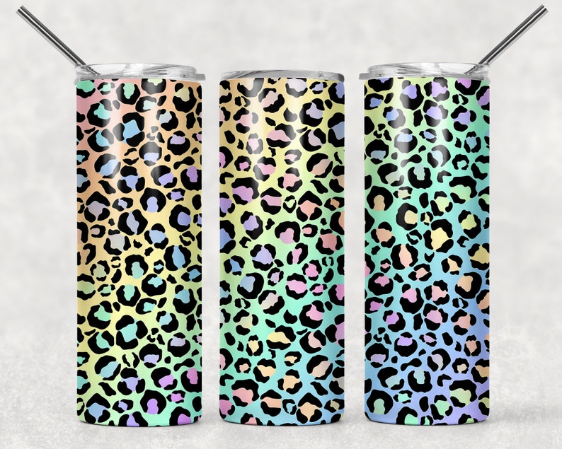 Leopard tumbler,ombre tumbler,tie dye leopard,sublimated tumbler,skinny tumbler,custom tumbler,gift for teen,cute tumbler,pastel tumbler
