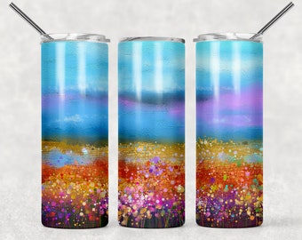Abstract tumbler,colorful tumbler,painted tumbler,cute tumbler,custom tumbler,gift for painter,tumbler for painter,skinny tumbler,gift