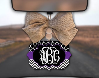 Purple Car Charm,Chevron Car Charm,Monogram Car Charm,Black Chevron Car Charm,Car Charm for Rear View Mirror,Car Mirror Charm,Car Decor,Gift