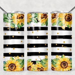 Sonnenblumen Becher,Becher mit Sonnenblumen,gestreifter Becher,benutzerdefinierte Trinkgefäße,Geschenk für sie,süßer Becher,Geschenk für Sonnenblumenliebhaber,Sonnenblumen
