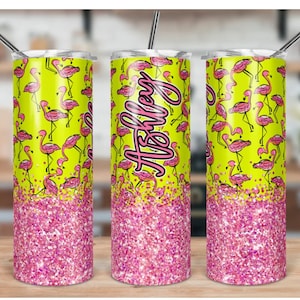 Summer flamingo tumbler,Glitter tumbler,Pink tumbler,gift for girlfrend,gift for friend,skinny tumbler,Birthday gift, Wedding gift, gift