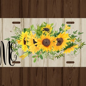License Plate,sunflower print license plate,sunflower plate,sunflower,custom license plate,personalized license plate,custom,personalized