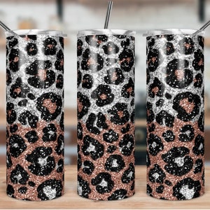Silver tumbler,Rose gold tumbler,Leopard tumbler,sublimated tumbler,skinny tumbler,custom tumbler,cute tumbler,gift for mom, Birthday gift